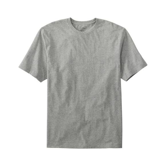 NWT L.L. Bean Men's Carefree Unshrinkable Short Sleeve Tee in Heather Grey XL - Picture 1 of 6
